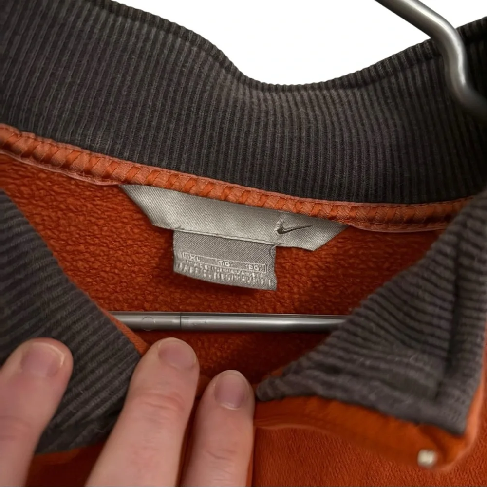 Nike Vintage Y2K Burnt Orange One Quarter Zip Pullover Sweatshirt Swoosh Mens XL - Picture 4 of 7